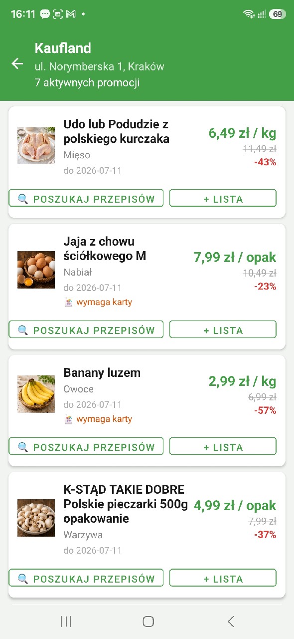 Lista aktualnych promocji spożywczych w pobliskim sklepie